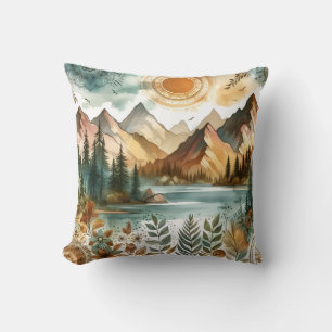 Coussin Sunny Rustique Boho Nature Motif Mountain Lake
