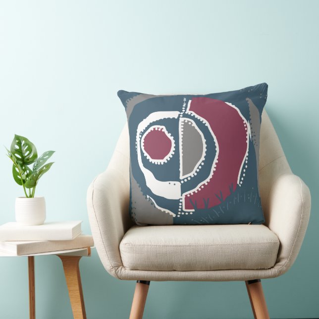 Coussin Sunrise Ethnic Circle - Grey Turquoise Navy Magent (Chaise)