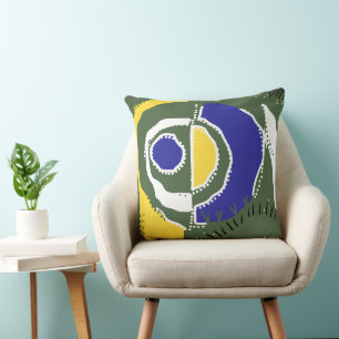 Coussin Sunrise Ethnic Circle - Jaune Vert Blanc Bleu
