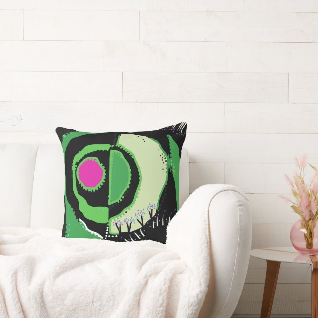 Coussin Sunrise Ethnic Circle - Vert Rose Noir (Canapé)