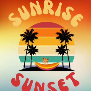 Coussin Sunrise Sunset un chat dans un hamac