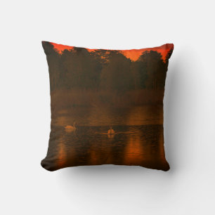 Coussin Sunset Lake Rain Swans Nature Paysage