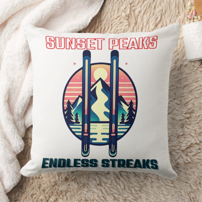 Coussin Sunset Mountain Ski Adventure (Couverture)