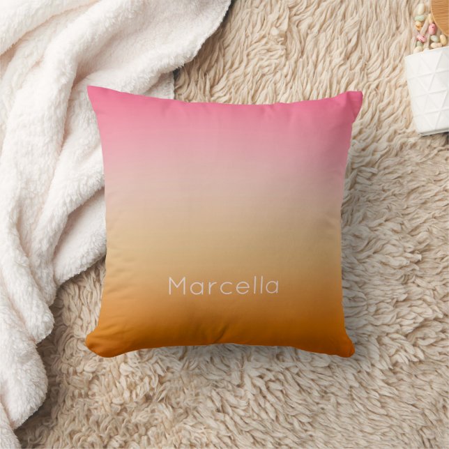 Coussin Sunset Orange Rose Ombré Nom personnalisé (Couverture)