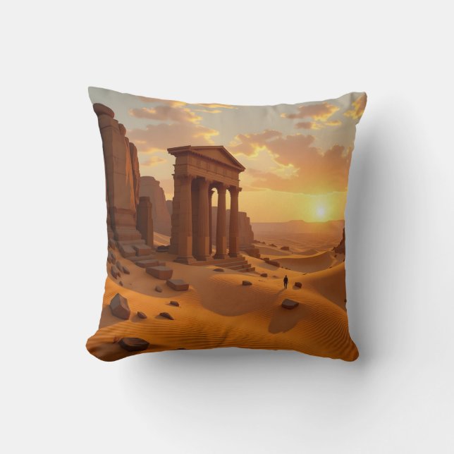 Coussin Sunset over lost Temple Four Riders Western Pillow (Recto)