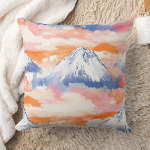 Coussin Sunset Peaks – Paysage de rêve de la montagne doré