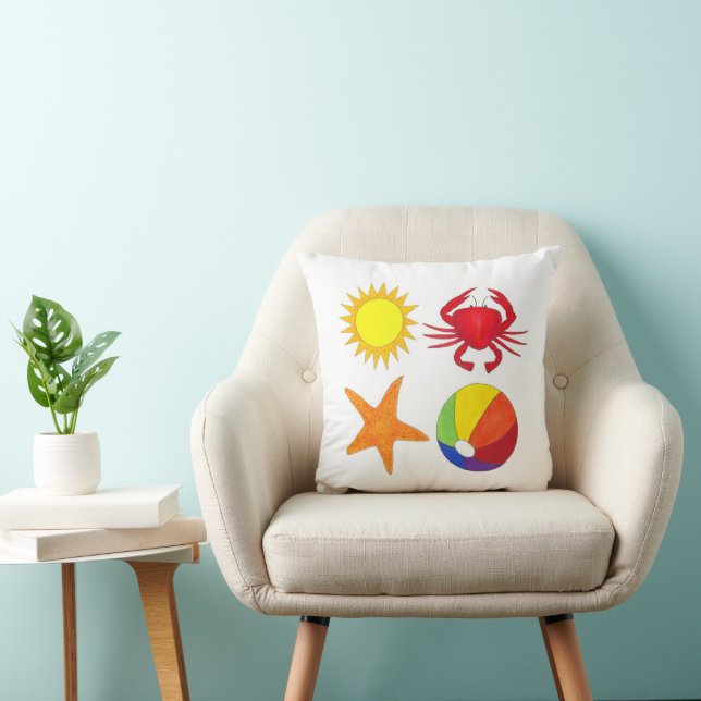 Coussin Sunshine Crab Beach Ball Starfish Summer Seashore (Chaise)