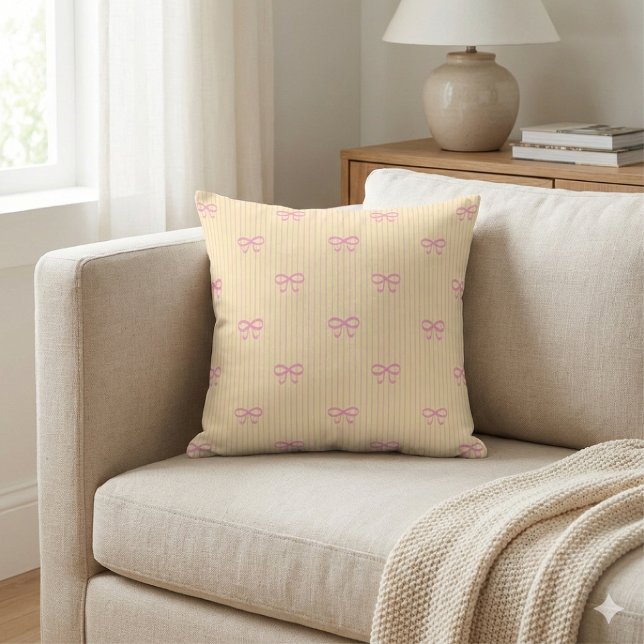 Coussin Sunshine Yellow Balletcore Ribbon Bows (Créateur téléchargé)