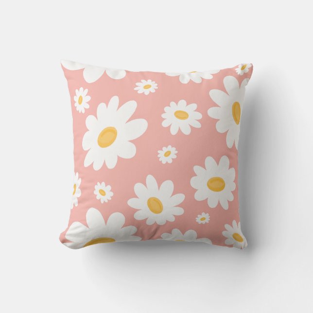 Coussin Super Blush Boho Daisy Floral Garden Motif (Recto)