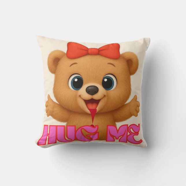 Coussin Super Cute Bear Pillow – Kawaii Animal Home Decor  (Recto)