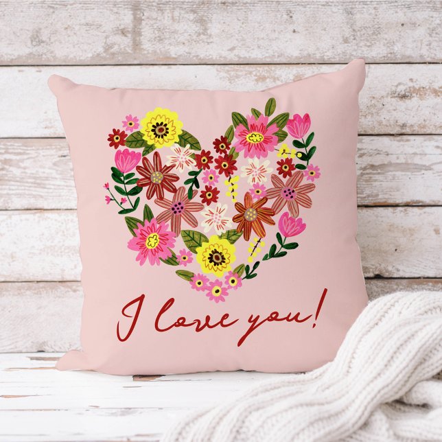 Coussin Super Daisy Rose Fleur coeur Saint Valentin (Créateur téléchargé)