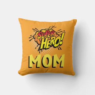 Coussin Super Hero Mom Comic Style de livre