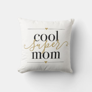 Coussin Super Maman Cool Élégante Moderne Noir et Or
