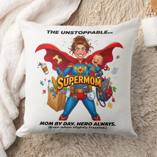 Coussin Super Maman Drôle Fête des Mères  (Couverture)