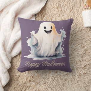 Coussin Super mignon et heureux Fantôme pourpre Joyeux Hal