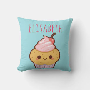 Coussin Super mignon kawaii doux cupcake monogramme