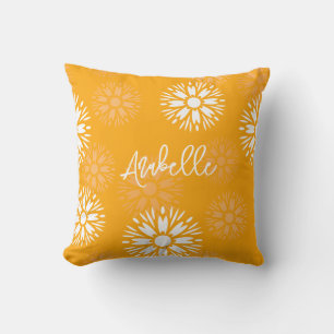 Coussin Super Orange Daisy Fleur Rétro Nom Floral