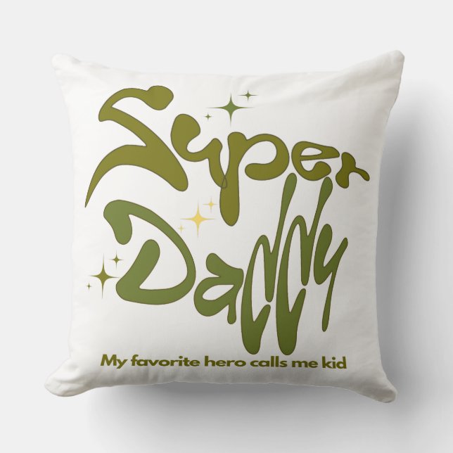 Coussin Super Papa Héros pour les Enfants (Recto)