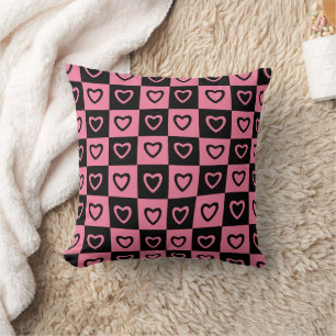 Coussin Super psychédélique Retro coeur Checkerboard,