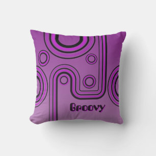Coussin Super Retro années 1960 Design linéaire violet et
