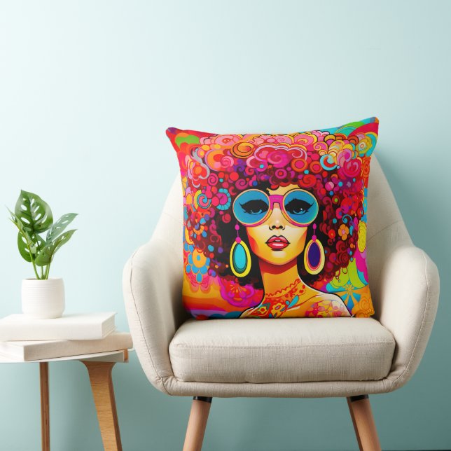Coussin Super Retro Chic Floral Pop Art (Chaise)