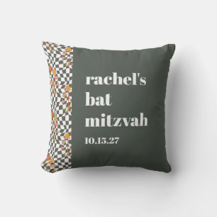 Coussin Super Retro Green Champignons Bat mitzvah personna