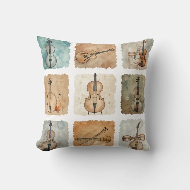 Coussin Super Retro Guitare Collage Vibes Classic (Recto)