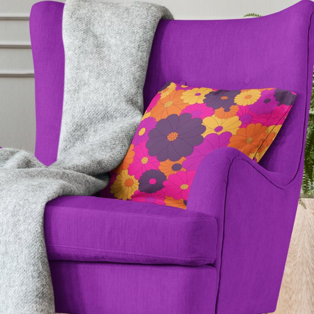 Coussin Super violet et rose hippie puissance (Créateur téléchargé)