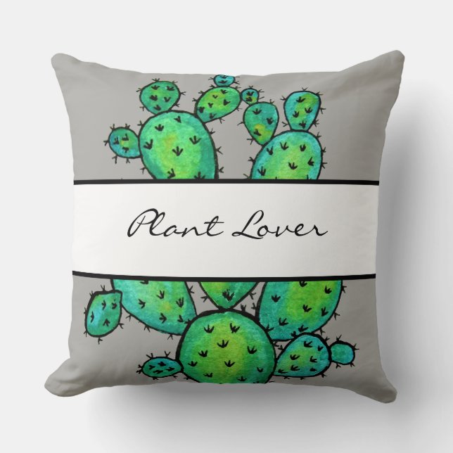 Coussin Superbe aquarelle prickly Cactus (Recto)