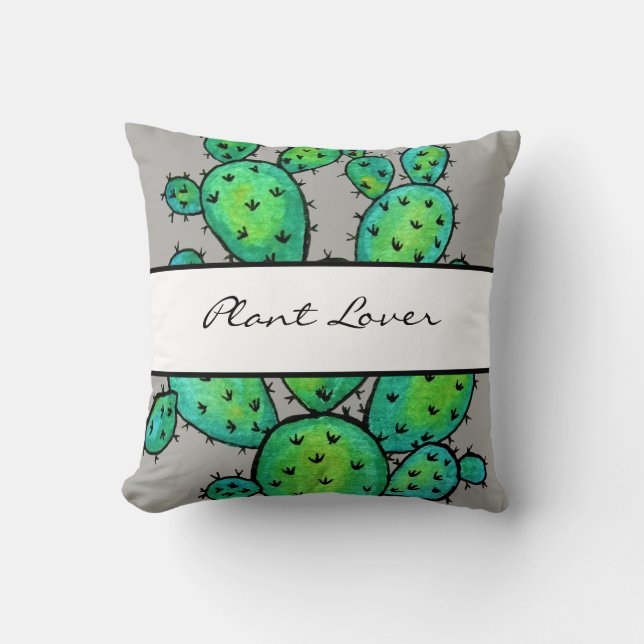 Coussin Superbe aquarelle prickly Cactus (Recto)