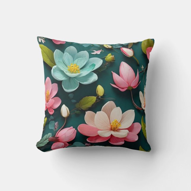 Coussin Superbe fleur et feuilles en fleurs (Recto)