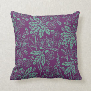Coussin Superbe flore Turquoise et violette