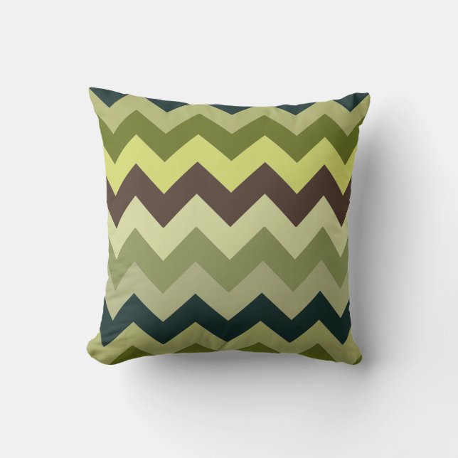 Coussin Superbe Motif vert et Brown Chevron (Recto)