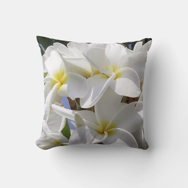 Coussin Superbes fleurs de plumeria hawaïenne lancent l'or (Recto)