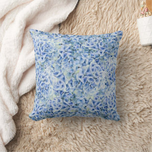 Coussin Superbes hydrangées bleues - motif floral