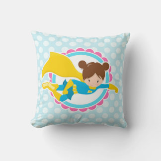 Coussin Superhero Girl - Jolie héroïne volante au Cap