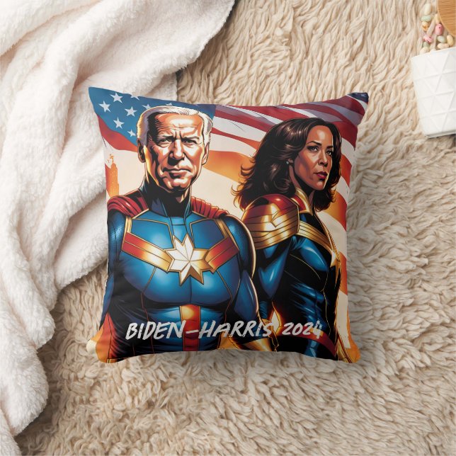 Coussin Superhero Joe Biden et Kamala Harris (Couverture)
