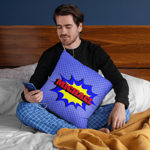 Coussin Superhero Kids Comic Book Nom personnalisé