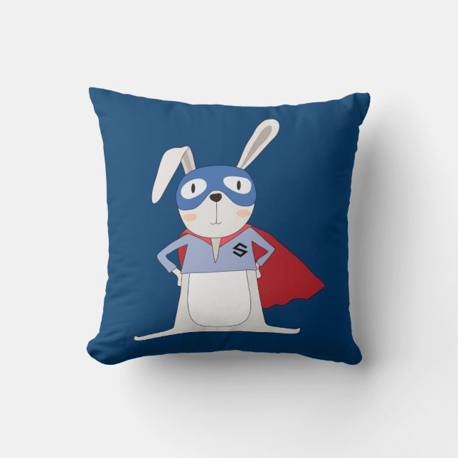 Coussin Superhéros mignon de lapin d'animaux de bande (Recto)