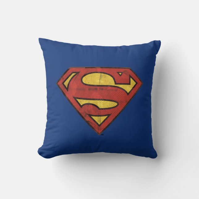 Coussin Superman S-Shield | Logo Grunge Black Outline (Recto)