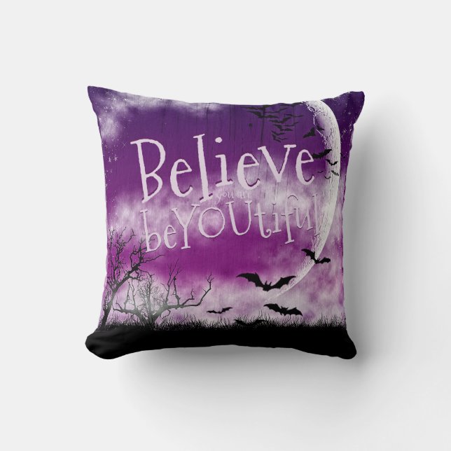 Coussin SuperMoon Croyez que vous êtesVOUStiful Salle de b (Recto)
