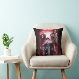 Coussin Supernatural Crowley, Dean et Sam