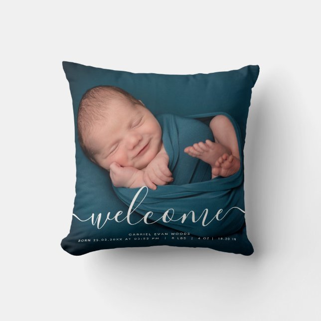 Coussin Superposition de texte de bienvenue avec photo per (Recto)