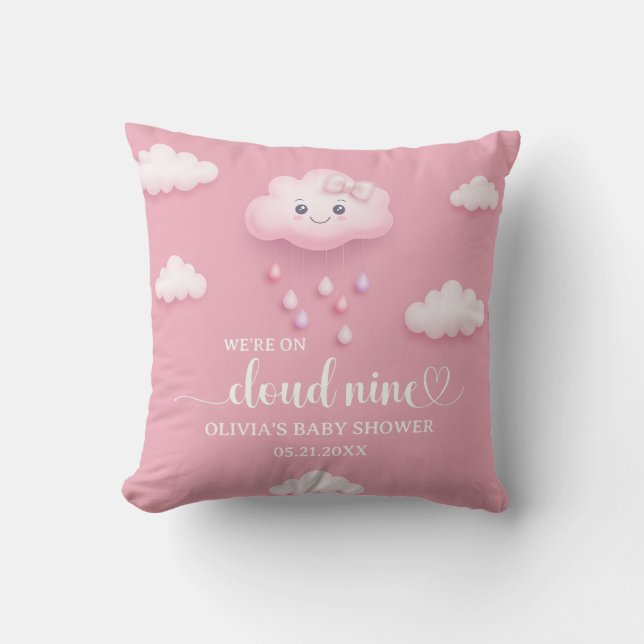 Coussin Sur Cloud Neuf Baby shower de fille rose moderne (Recto)