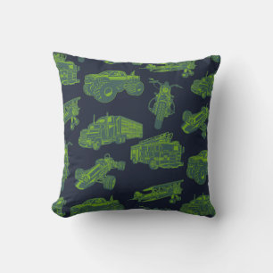 Coussin Sur le bleu et vert en mouvement Véhicules Voiture