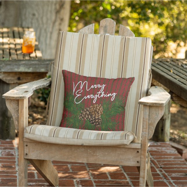 Coussin Sur mesure Joyeux Tout Rouge Vert Cabane Porche (Chaise)