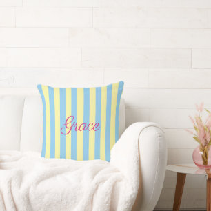 Coussin Sur mesure Light Blue & Yellow rayé 