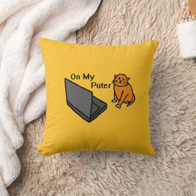 Coussin Sur Mon Ordinateur Drôle Mème De Chat Orange (Couverture)