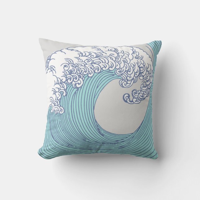 Coussin Surf asiatique japonais Vague Art Ocean Art (Recto)