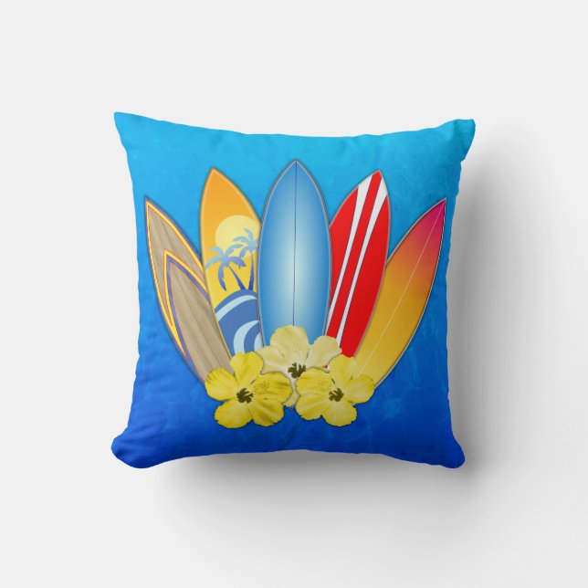 Coussin Surf Et Hibiscus (Recto)